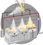 Davlumbaz Söndürme Sistemi:Otomatik yangın söndürücüleri davlumbaz söndürme sistemi modellerinden 4.5 galonluk davlumbaz söndürme sisteminin imalatı 15 akışlı yapılmış olup üretiminde 3 davlumbaz kanalı yangın söndürme nozulu 2 havalandırma bacası yangın